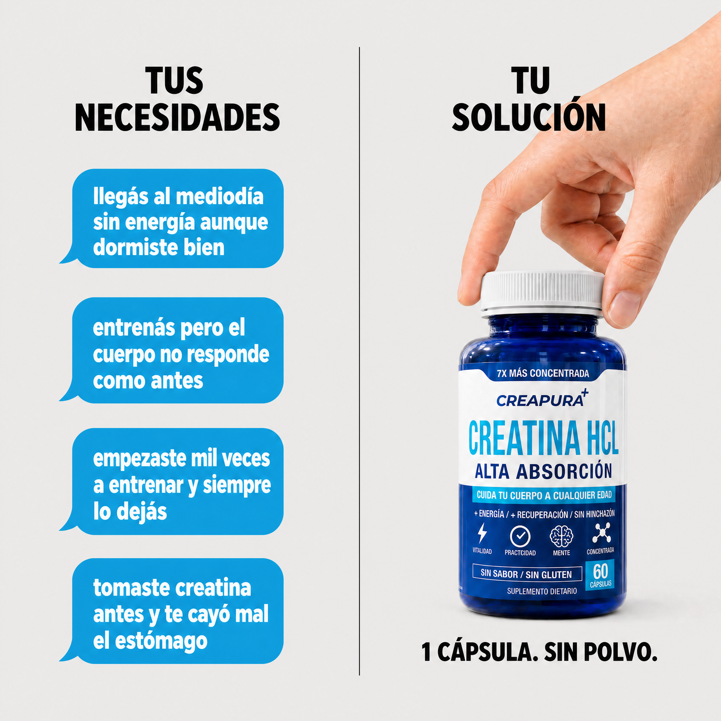 Creatina HCl en Cápsulas | Sin Sabor – CREAPURA